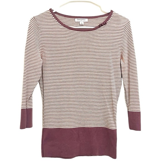 2/$25 Banana Republic - Purple Striped Sweater/Top with Accent Bow - Picture 1 of 8